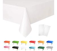 POPOYU 2Pcs White Table Cloth Table Covers,137x274cm VJ Day 80th Anniversary Party Dining Tablecovers Plastic Tablecloths for Union Jack,Wedding,Valentine's Day,Xmas,Birthday Picnic Decoration