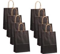 POPOYU 30Pcs Small Paper Party Bags With Handles - 15X8X21cm - Black Paper Gift Bags for Kids and Adults Parties, Birthdays, Weddings, Christmas, Halloween, Baby Showers, Hen Parties and Sweets
