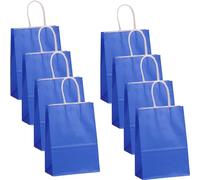 POPOYU 30Pcs Small Paper Party Bags With Handles - 15X8X21cm - Royal Blue Paper Gift Bags for Kids and Adults Parties, Birthdays, Weddings, Christmas, Halloween, Baby Showers, Hen Parties and Sweets