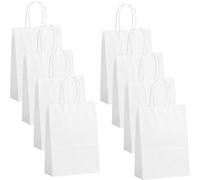 POPOYU 30Pcs Small Paper Party Bags With Handles - 15X8X21cm - White Paper Gift Bags for Kids and Adults Parties, Birthdays, Weddings, Christmas, Halloween, Baby Showers, Hen Parties and Sweets