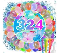 POPOYU 324 Pcs Water Balloons,WaterBalloons for Kids Easy Fill,Water Bombs,WaterBallons,Bunch o Balloon WaterBalloon,Reusable Water.Bombs for Kids Summer Beach Pool Toy Splash Party Water Fight Games