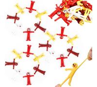 POPOYU 35P Christmas Yellow Smiley Stretchy Men,Lucky Dip Prizes,Mr Stretchy Smile Men/Man Smiley Face Toy Fidget Toy Classroom Prizes Party Bag Fillers for Kids Pinata Party Favour Stocking Fillers