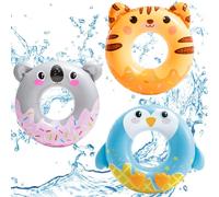 POPOYU 3Pcs Inflatable Pool Floats Animal Pool Tubes,Inflatable Swimming Ring 84cm,Pool Inflatables Swimming Pool Toys Rubber Ring for Swimming Pool Beach Party Decorations,Kids Adults Summer Gifts