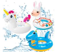 POPOYU 3Pcs Inflatable Pool Toys for Kids,Unicorn Alpaca Dinosaur Pool Inflatables Pool Floats,Swimming Pool Toys Rubber Swimming Rings for Summer Gift,Swimming Pool Beach Toys,Pool Party Decorations