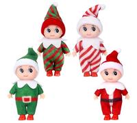 POPOYU 4 Pcs Tiny Elf Doll Elf Twins Tiny Christmas Dolls Christmas Novelty Gift Elfs Accessories for kids ChristmasGifts Cute Xmas Elfs Dolls for Girls and Boys Adults Xmas New Year Decorations