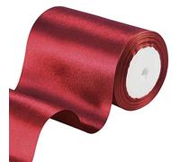 POPOYU 4 '' Wide Claret Red Ribbon 22m,10cm Claret Red Satin Ribbon Fabric Large Solid Satin Ribbon,Polyester Ribbon Union Jack British Party for Gift Wrapping King Charles III Coronation Decor