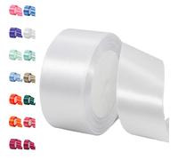 POPOYU 40mm Original White Satin Ribbon, 23M 1.5Inch Wide Solid Polyester Fabric Double Sided Satin Decorative Ribbon for Gift Wrapping, Wedding, Floral & Xmas Presents Gift Party Decoratin Ribbons