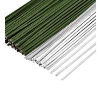 POPOYU 40Pcs Floristry Wires 1mm Paper Covered Wire,40CM Florist Wire Stems for Flower Arranging Accessories,Craft Wire BouquetWire for Garland Wreath Making,Flower Arranging(White+Dark green)