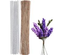 POPOYU 40Pcs Floristry Wires 1mm Paper Covered Wire,40CM FloristWire Stems for Flower Arranging Accessories,CraftWire Bouquet Wires for Garland Wreath Making,Flower Arranging Supplies(Brown+White)