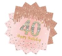POPOYU 40th Serviettes NapkinsRose and Gold Serviettes 40th Birthday Napkins for Women Women20Pcs NapkinsDisposable TablewareTissue Luncheon Paper Napkin for WomenKidsHer 40th Birthday Party Supplies