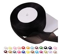 POPOYU 45m Black Organza Ribbon 39mm,Organza Chiffon Ribbon,Clear Chiffon Ribbon Christmas Ribbon Hair Ribbon Gift Wrap Ribbon Organza for Crafting,Making Wreath,Hair Bows,Gift Wrapping,Wedding