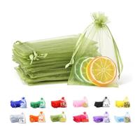 POPOYU 50Pcs ArmyGreen Organza Gift Bags,7x9 Small Organza Gift Pouches Drawstring Bags,Jewellery Sheer Bags Tulle Fabric Pouches Wedding Favour Bags for Christmas Halloween Birthday Goodie Gifts