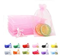POPOYU 50Pcs Pink Organza Gift Bags, 7x9cm Small Drawstring Bags, Transparent Organza Gift Pouches for Jewellery, Candies, Lipsticks, Nuts, Soaps, Decors, Holiday & Celebration Events