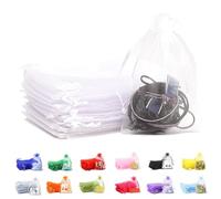 POPOYU 50Pcs White Organza Gift Bags,7x9 Small Organza Gift Pouches Drawstring Bags,Jewellery Sheer Bags Tulle Fabric Pouches Wedding Favour Bags for Christmas Halloween Birthday Goodie Gifts