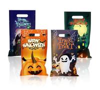 POPOYU 50pk Halloween Candy Bags,Trick or Treat Bags with Handle for Kids,Halloween Snack Bags,Sweets Bags,Reusable Gift Bags for Halloween Party Supplies