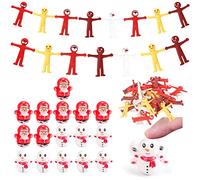 POPOYU 51P Mini Santa Snowman Tumblers Fidgets Toys &Christmas Yellow Stretchy Smiley Men Toys for Kids Party Bags Stocking Fillers,Lucky Dip Prizes,Classroom Prizes for Kids Pinata Party Favours