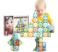 POPOYU 52Pcs Magnetic Building Castle Blocks,MagneticTiles,Magnatiles Blocks 3D Magic Tiles Magnetic Construction Toys,Preschool STEM Educational Toys for Toddlers Girls Boys