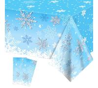 POPOYU 54 x 108 Inch Snowflake Table Cloth Decorative Frozen Table Cloth for Birthday Party Decoration Birthday Party Decoration