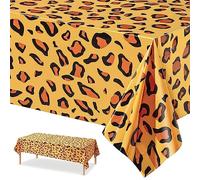 POPOYU 54x108 inch Plastic Leopard Print Tablecloth Animal Safari Table Cover Zoo Theme Rectanglar Waterproof for Birthday Baby Shower Jungle Themed Party Decorations