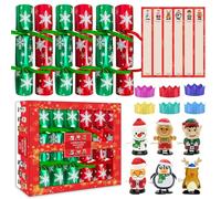 POPOYU 6Pcs Christmas Crackers,Xmas Crackers Luxury with Gifts,Unusual Christmas.Crackers with Christmas Wind Up Toys,Kids ChristmasCrackers for Family Party Favors,Kids Novelty Gifts,Xmas Tree Decor