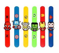 POPOYU 6Pcs Marvel Avengers Slap Bands,Superhero Soft Silicone Bracelets Wristbands,Kids Spiderman Snap Bands Toys for Kids Party Bag Fillers Classroom Prizes Favors Birthday Gifts