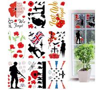 POPOYU 9 Sheet 80th Years 1945-2025 VJ Day Window Stickers,VJ Day Window Stickers for 80th Anniversary 2025 Decor,Union Jack WindowStickers for WW2 Victory Over Japan Day Home,Office Window Decor
