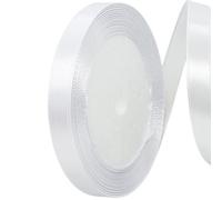 POPOYU Baby White Satin Ribbon 10mm for Gift Wrapping, 23m White Hair Ribbon Cake Bows, Solid Color Fabric Polyester Satin Ribbons for Balloons,Wedding,Union Jack Christmas Birthday Party Decorations