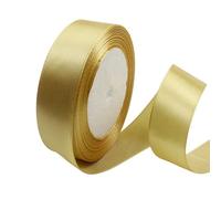 POPOYU Champagne Gold Satin Ribbon Rolls 25MM X 23M, Double Sided Satin Polyester Ribbon for Fabric, DIY Art & Crafts, Hair Bows, Wrapping, Balloons, Wedding Favors & Home Decorations, Sewing Project