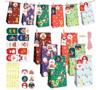 POPOYU Christmas Advent Calendar 2024 DIY Kraft Paper Bags Kit,Empty Advent Calendar To Fill Yourself,Make Fill Your Own 2024 Advent Calendar Empty,Fillable Countdown 24 Pieces Bags for Gift Wrapping