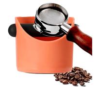 POPOYU Coffee Knock Box,Mini Espresso Knock Box,Orange Coffee Grounds Container Small Knock Box,with Shock-Absorbent Removable Knock Bar and Non-Slip Base,Grind Barista Accessories