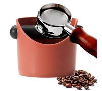 POPOYU Coffee Knock Box,Mini Espresso Knock Box,Red Coffee Grounds Container Small Knock Box,with Shock-Absorbent Removable Knock Bar and Non-Slip Base,Grind Barista Accessories