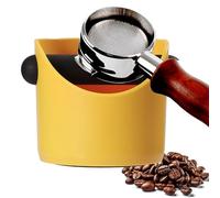 POPOYU Coffee Knock Box,Mini Espresso Knock Box,Yellow Coffee Grounds Container Small Knock Box,with Shock-Absorbent Removable Knock Bar and Non-Slip Base,Grind Barista Accessories