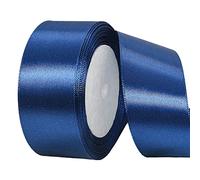 POPOYU Dark Blue Satin Ribbon 40mm, 22m Claret Blue Hair Ribbon Cake Bows,Polyester Ribbons Fabric Gift Satin Ribbons for Union Jack Xmas Birthday Party Gift Wrapping,Basket Cake DIY Craft,Wedding Car