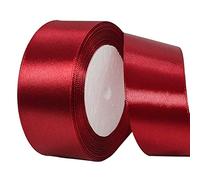 POPOYU Dark Red Satin Ribbon 40mm, 22m Claret Red Hair Ribbon Cake Bows,Polyester Ribbons Fabric Gift Satin Ribbons for Gift Wrapping,Basket Cake Craft,Wedding Car,Union Jack Xmas Birthday Party Decor