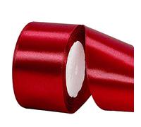 POPOYU Dark Red Satin Ribbon 50mm, 22m Claret Red Hair Ribbon Cake Bows,Polyester Ribbons Fabric Gift Satin Ribbons for Gift Wrapping,Basket Cake Craft,Wedding Car,Union Jack Xmas Birthday Party Decor