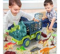 POPOYU Dinosaur Truck Playset for Kids age 3-8,Large Triceratops Vehicle with 12 Jurassic Dinosaurs,DinosaurEggs,Dinosaur Escape Playset,DinosaurTruck Toy for Kids Christmas Xmas Birthday Gifts