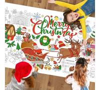 POPOYU Giant Christmas Coloring Poster for Artwork,31x72in Xmas Craft Coloring Paper Table Cloth,Colour Your Own Merry Christmas Poster Sheet,Xmas Santa Elk ColoringPoster for Artwork Craft Gifts