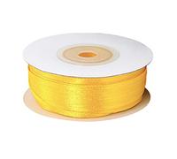 POPOYU Golden Thin Ribbon 3mm,91m Satin Ribbon Solid Color Fabric Ribbon Silk Satin Roll,Golden Wrapping Ribbon and Bows for Easter Gift Wrapping DIY Crafts Hair Bows Easter Cake Wedding Balloons