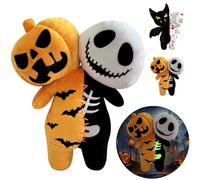 POPOYU Halloween Stuffed Plush Doll Toys,Halloween Double Bodies 2in1 Pumpkins Skeleton Plushies Soft Pillow Cuddly Toys,Halloween Teddy Plush for Adult Kids Gifts,Halloween Home Sofa Decoration