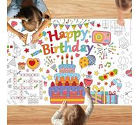 POPOYU Happy Birthday Tablecloth Coloring Poster,Giant Coloring Poster,Colouring Sheets for Kids Party,Birthday Activity Packs for Kids Boys Girls Craft Birthday Party Favors Supplies