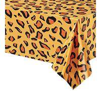 POPOYU Jungle Safari Animal Leopard Print Plastic Tablecloths,Leopard PVC Table Cover for Animals Party Decor,Plastic Cloth Kids Adults Zoo Supplies, 137cm x 270cm
