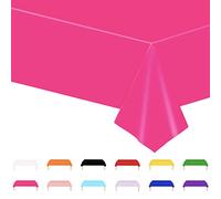 POPOYU Large Hot Pink Party Tablecloth,137 * 274cm Rose Pink Party Tableware Decor Hot Pink Table Cover HotPink Tablecloth for Kids Adults Girls Bar-bie Birthday PartySupplies.Table Decoration
