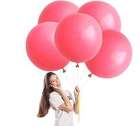 POPOYU Macaron Red Balloons 18 inch Large Balloon,5pcs Pastel Light Red Big Balloon Thick Natural Latex Birthday Helium for Baby Shower Wedding Festival Kids Party Decorations
