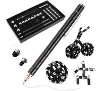 POPOYU Magnetic Sculpture Decompression Pen,Black Sliver Magnet Metal Writing Pen for Anxiety Relief,Decompression MagnetsPen for Christmas,DIY Multifunctional Office Use Pen for Adults
