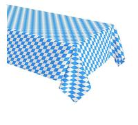 POPOYU Oktoberfest Tablecloth Blue White Diamond Checkered Plastic Table Cover 130 * 220cm for German Oktoberfest Themed Party Decorations Bavarian Beer Party Favors Supplies