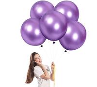 POPOYU Purple Chrome Large Balloon,Metallic Purple Balloons 18 inch Big Balloons,5 Pcs Thick Natural Latex Balloon Shiny Birthday Party Helium for Baby Showers,Wedding,Birthday Decorations
