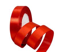 POPOYU Red Satin Ribbon 20mm,22m Christmas Thick Red Hair Ribbon Cake Bows for Gift Wrapping,Polyester Ribbon Union Jack British Party for 2023 King Charles III Coronation Decorations,Birthday Party