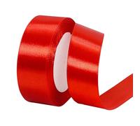 POPOYU Red Satin Ribbon 3cm,Thick Red Hair Ribbon for Gift Wrapping,22m Fabric Polyester SatinRibbon Cake Ribbon.for Union Jack Party VJ Day 80th Anniversary Decorations Balloons Hair Bows Cake