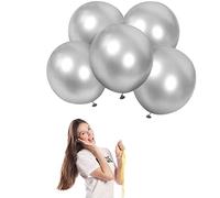POPOYU Silver Chrome Large Balloon,Metallic Silver Balloons 18 inch Big Balloons,5 Pcs Thick Natural Latex Balloon Shiny Birthday Party Helium for Baby Showers,Wedding,Birthday Decorations