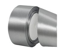 POPOYU Silver Satin Ribbon 40mm,22m Silver Hair Ribbon Cake Bows for Gift Wrapping,Fabric Polyester Satin Ribbon for Christmas Birthday Gift Wrapping Bows Hair Cake Decoration Balloons